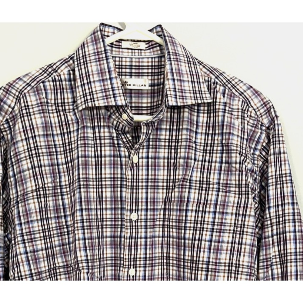 Peter Millar Shirt Mens‎ Large Plaid Button Down Casual Long Sleeve Dress Shirt
